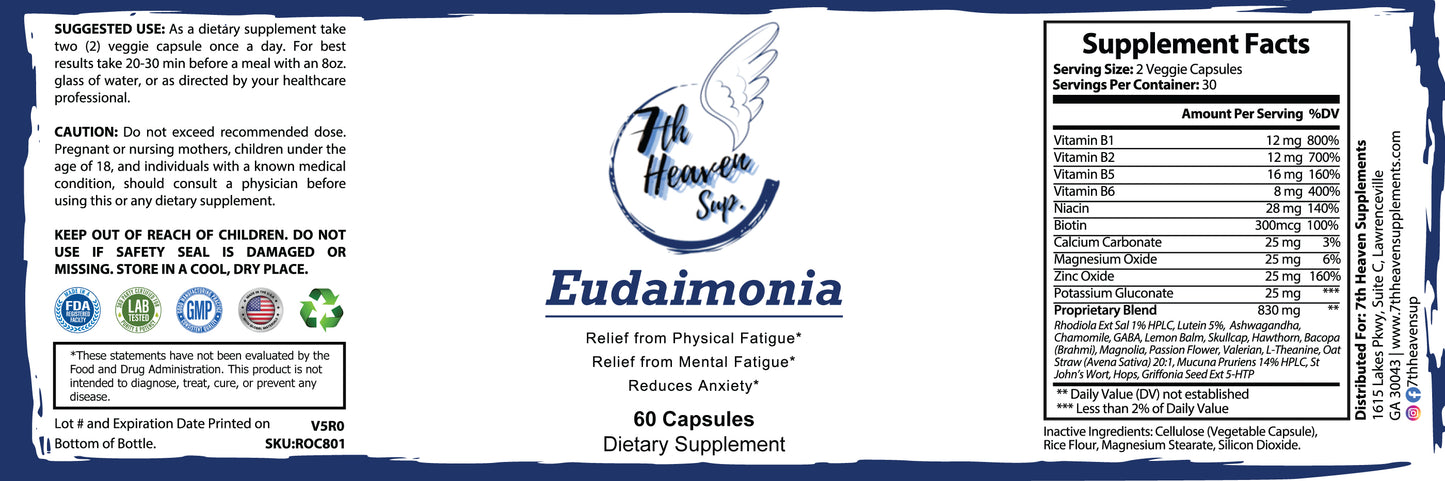Eudaimonia - Dietary Supplement for Anxiety and Fatigue Relief